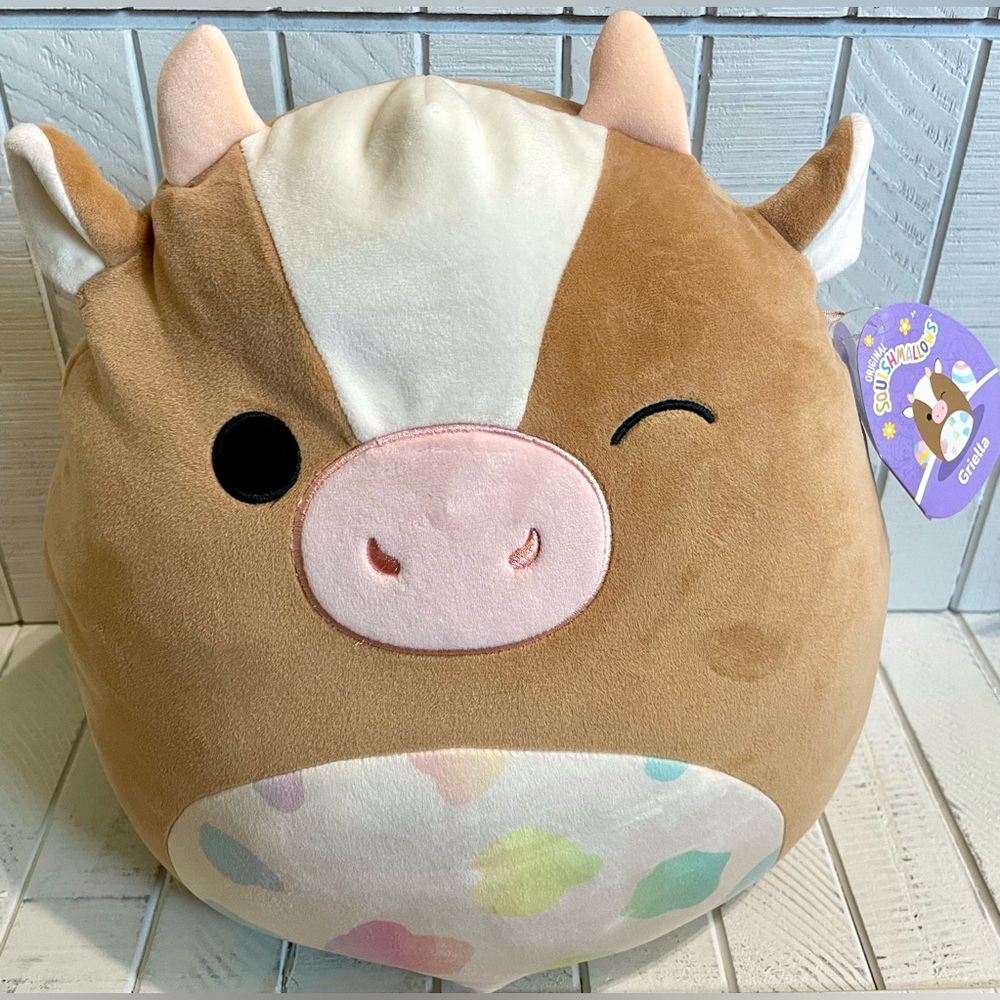 Squishmallows Easter 14” Griella Cow Plush Large Spring Stuffed Animal NWT